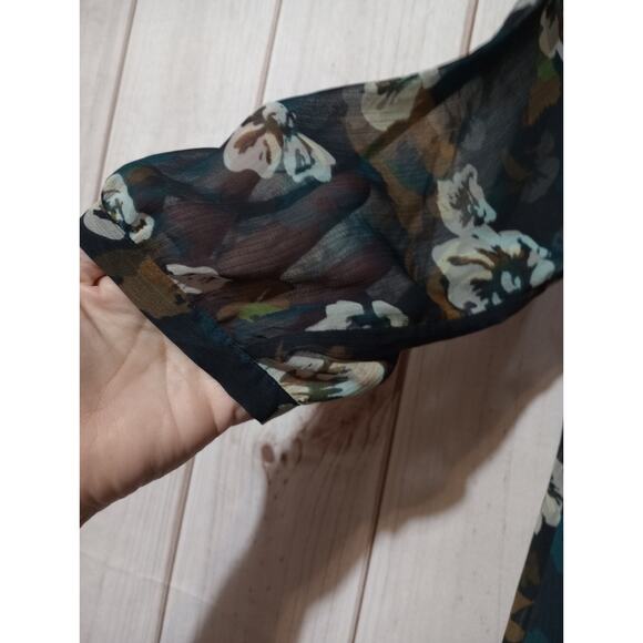 Cabi Dress Ladies Large Blue Sheer Sleeves Tiered - Picture 5 of 8